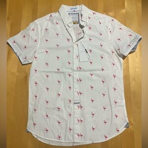 NWT Ricky Singh Cactus Man Button Down Flamingo Shirt